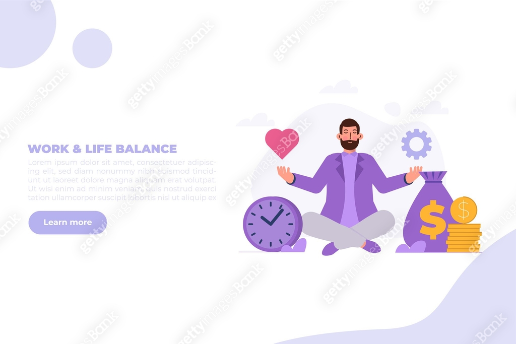 Work life balance, Businessman Meditation concept. Flat Vector ...