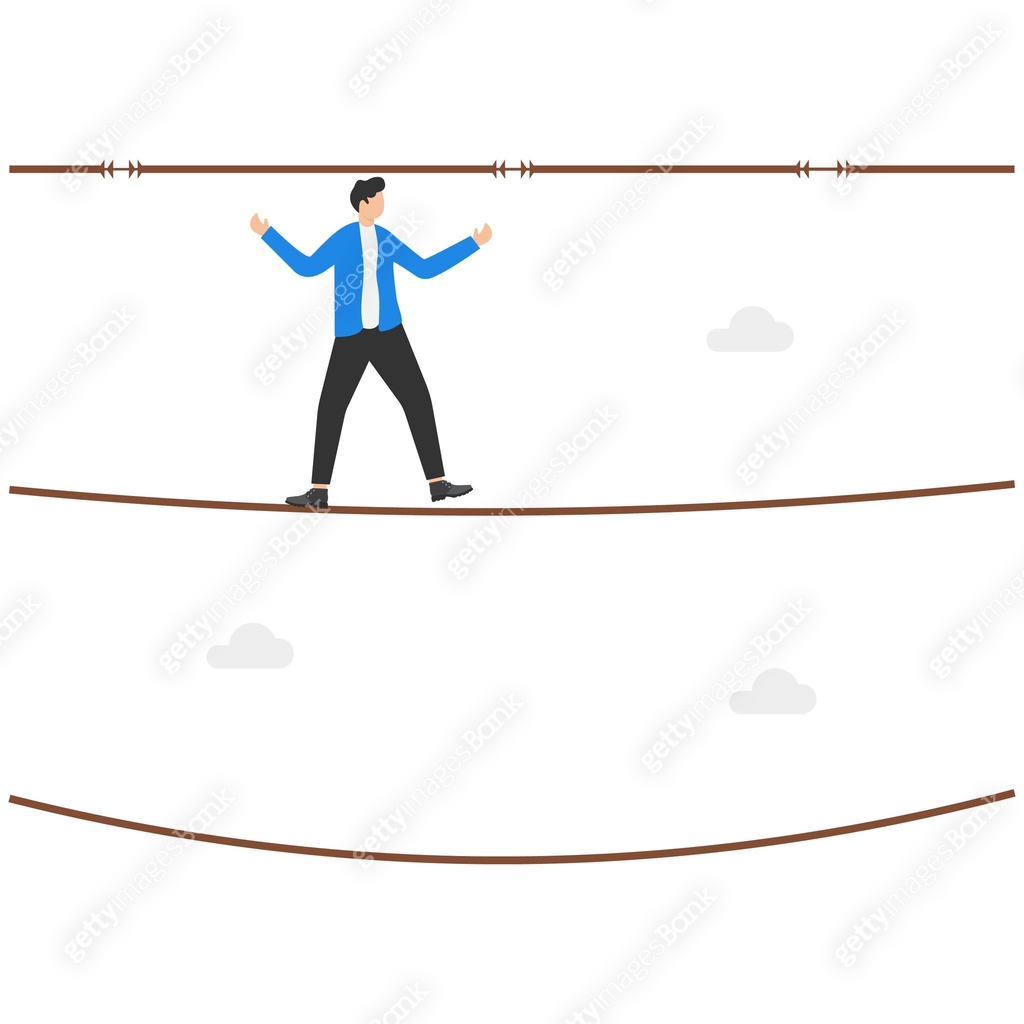 Drooping Rope Middle Doing business with careful planning, working with middle line ...