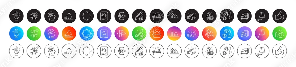 Line Icons Rounded Waterproof, Microphone and Targeting line icons. For web app, printing ...