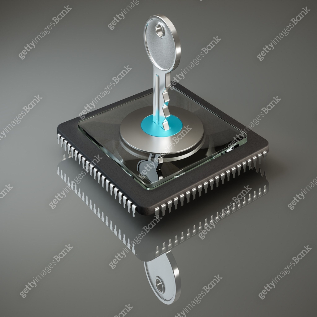 Key Microchip Passkey concept: A key being inserted into a keyhole on top of a ...