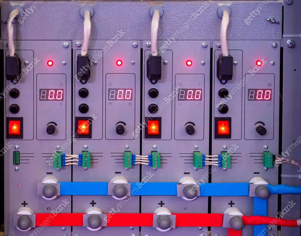 Production equipment control controller. Control panel with sensors and ...