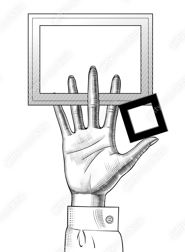 Hand of woman holding a rectangular frames in fingers 이미지 (2153501761 ...