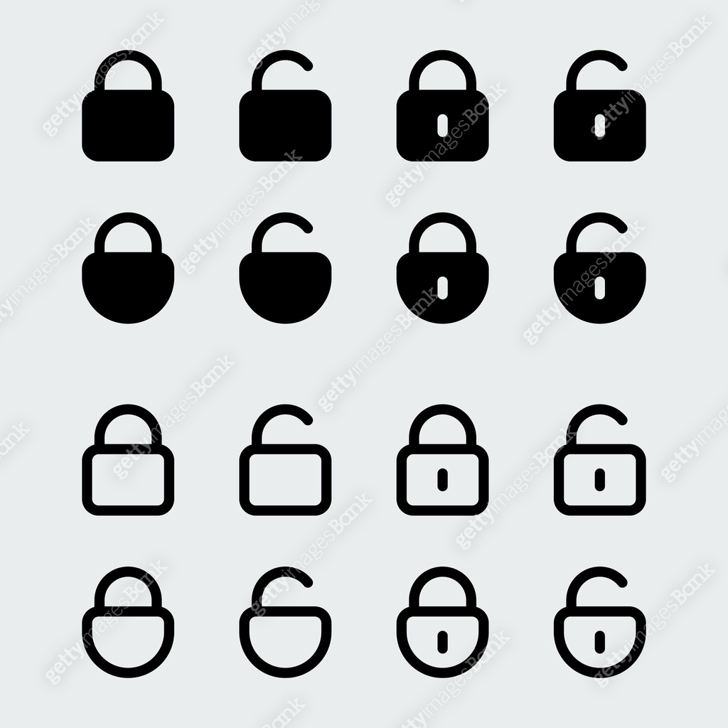 Lock Unlock Padlock icon set. Easy editable vector design. 이미지 ...