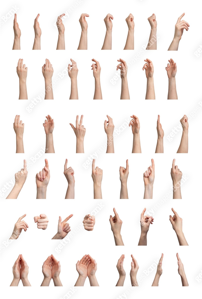 Diverse hand gestures, showing different expressions. Signs and symbols ...