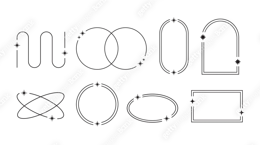 Set of Simple geometry line elements vector illustration 이미지 ...