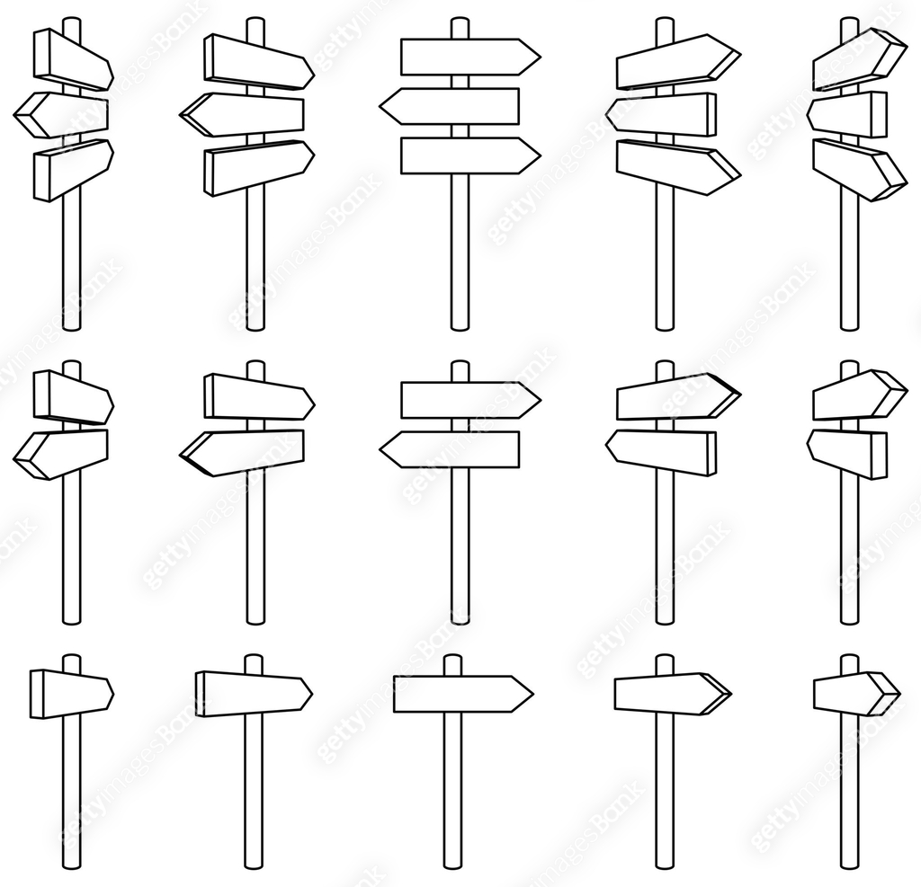 Vector illustration set of guidepost signs ans Directional Signs of ...