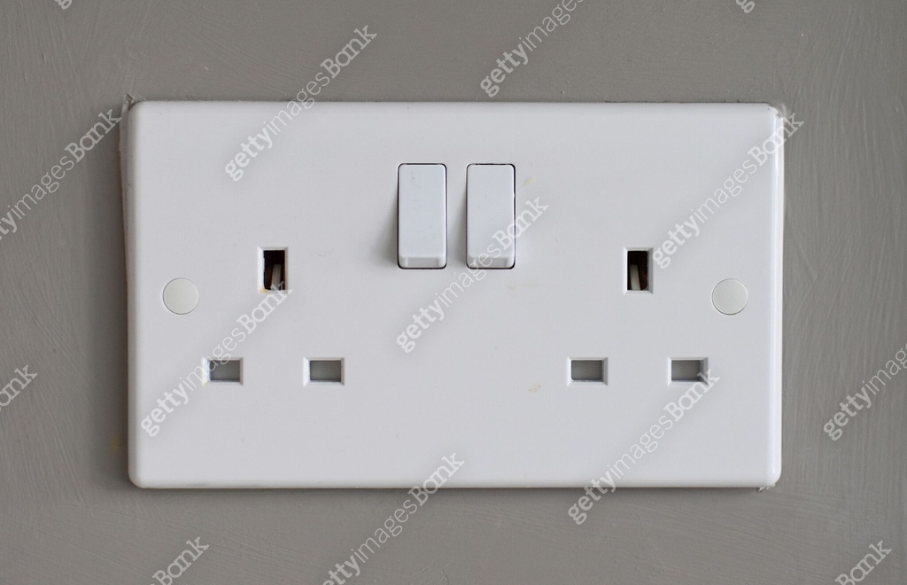 Generic, British, dual three pin, domestic electric plug socket 이미지 ...