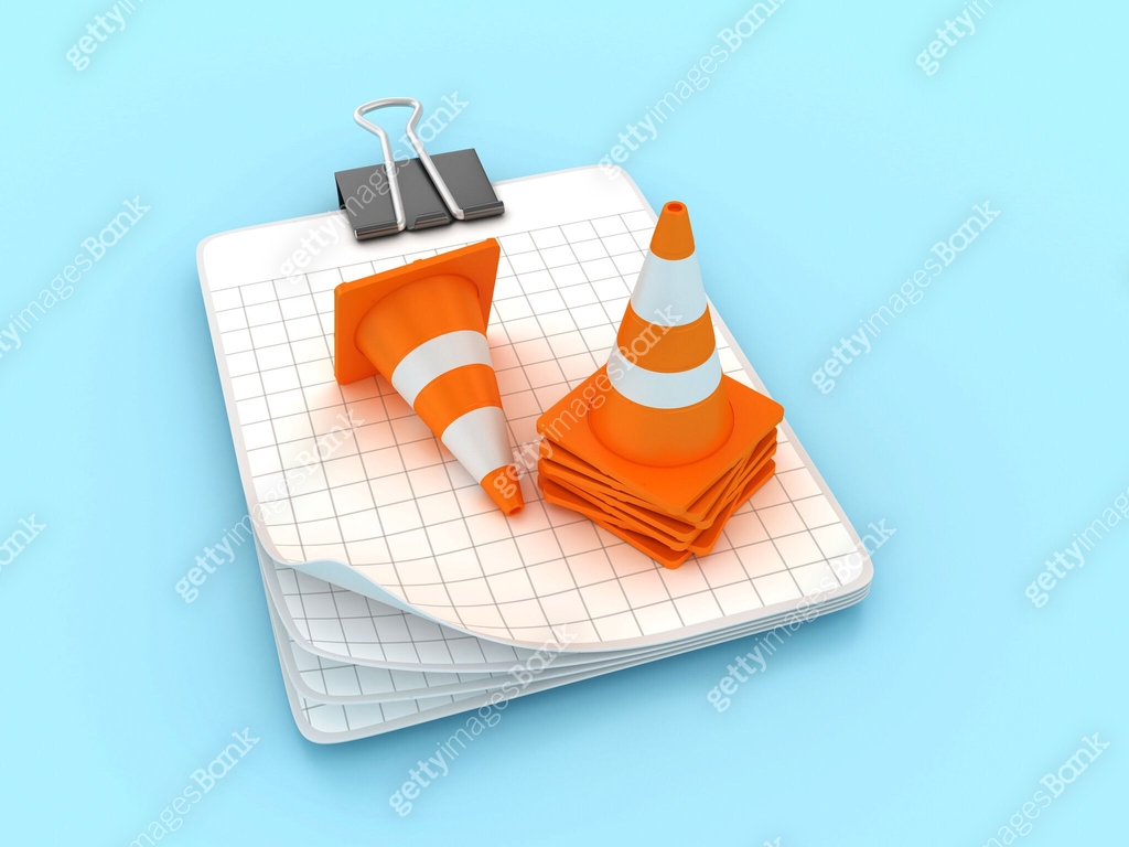 Graph Paper Note Pad with Clip and Traffic Cones 이미지 (2156402926) 일러스트 ...