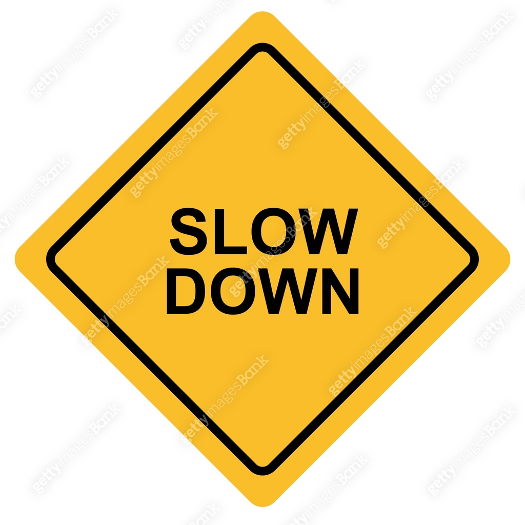 Slow down icon. Slow down sign. Slow down yellow road symbol. flat ...