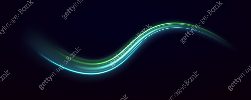 Magic green luminous glow design. Neon motion glowing wavy lines. 이미지 ...