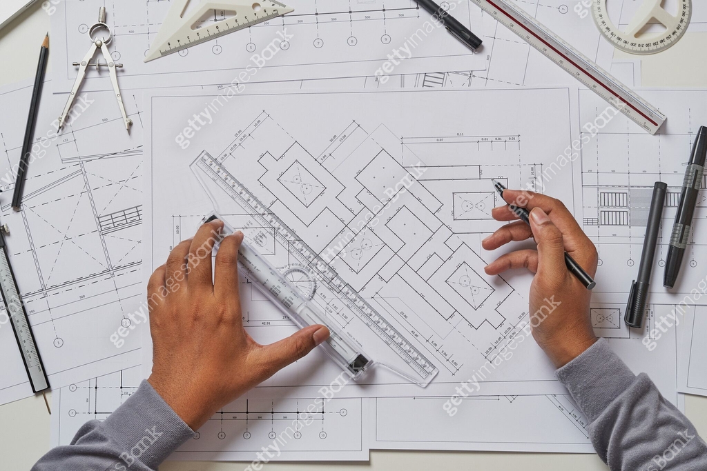 Architect engineer contractor design working drawing sketch plan ...