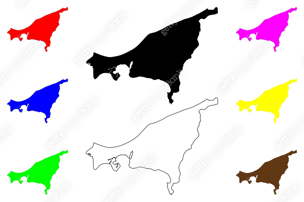 Wolin island (Baltic Sea, Republic of Poland) map vector illustration ...