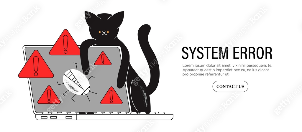 Cat Computer System Error Cat finding, searching, looking for bugs, errors in program, system ...