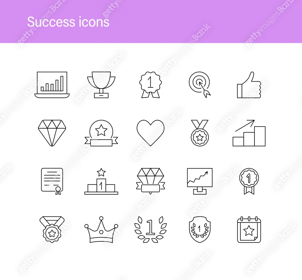 Vector set of Success icons 이미지 (2164015938) 일러스트, 무료 일러스트 - 게티이미지뱅크