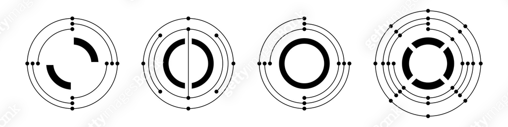 Circle Symbol In Math Set of abstract geometric symbols. Circles with dots. Segments of ...
