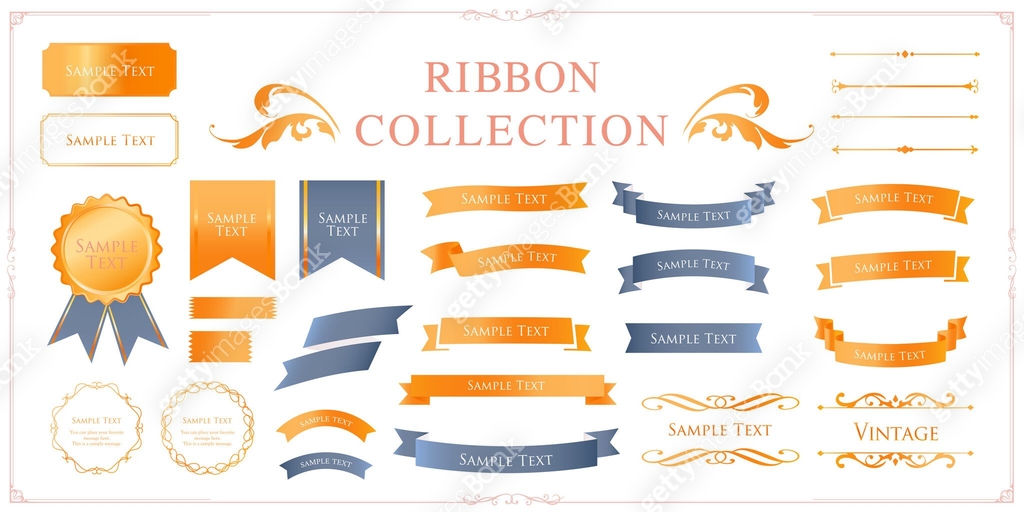 Ribbon decoration design set and antique borders and frames design 이미지 ...