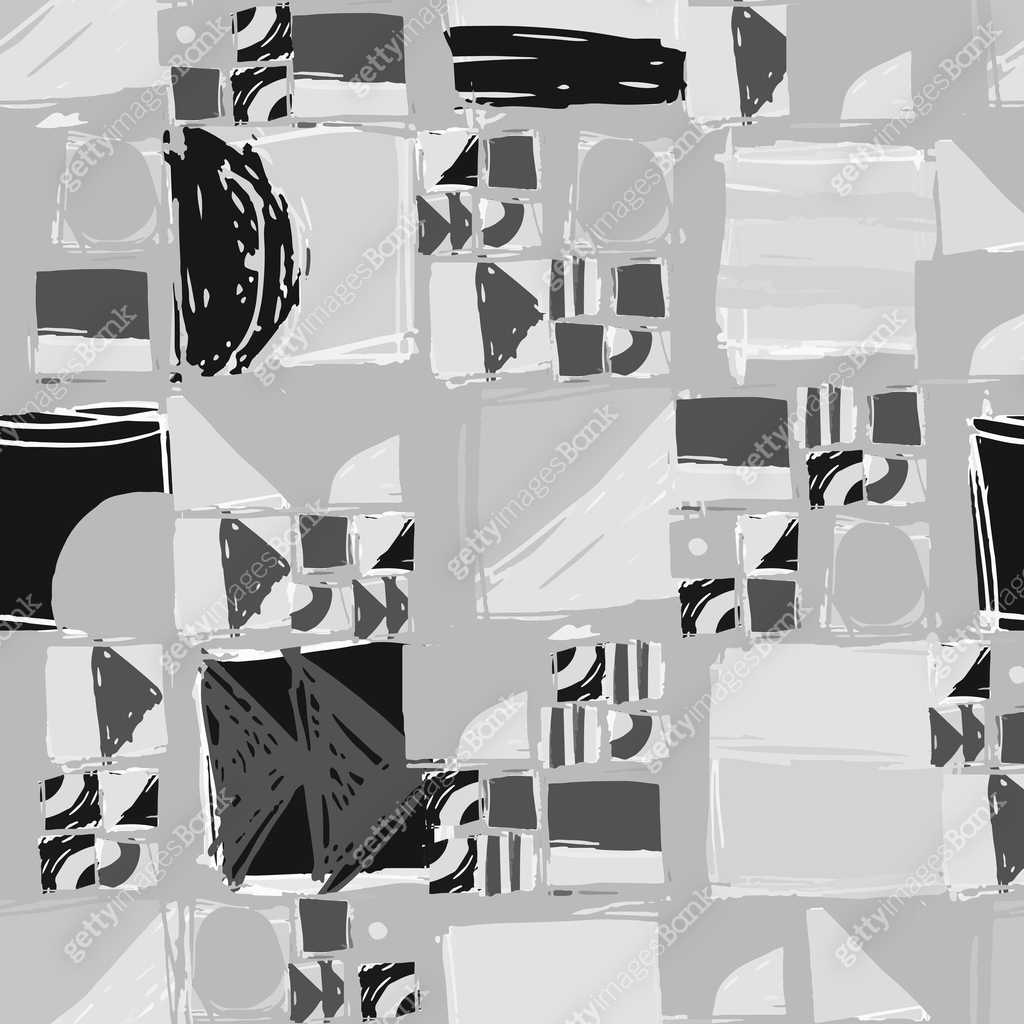 Abstract geometric pattern with squares and sharp angles in grayscale ...