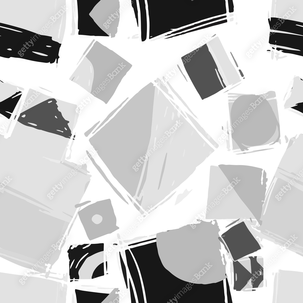 Abstract geometric pattern with squares and sharp angles in grayscale ...