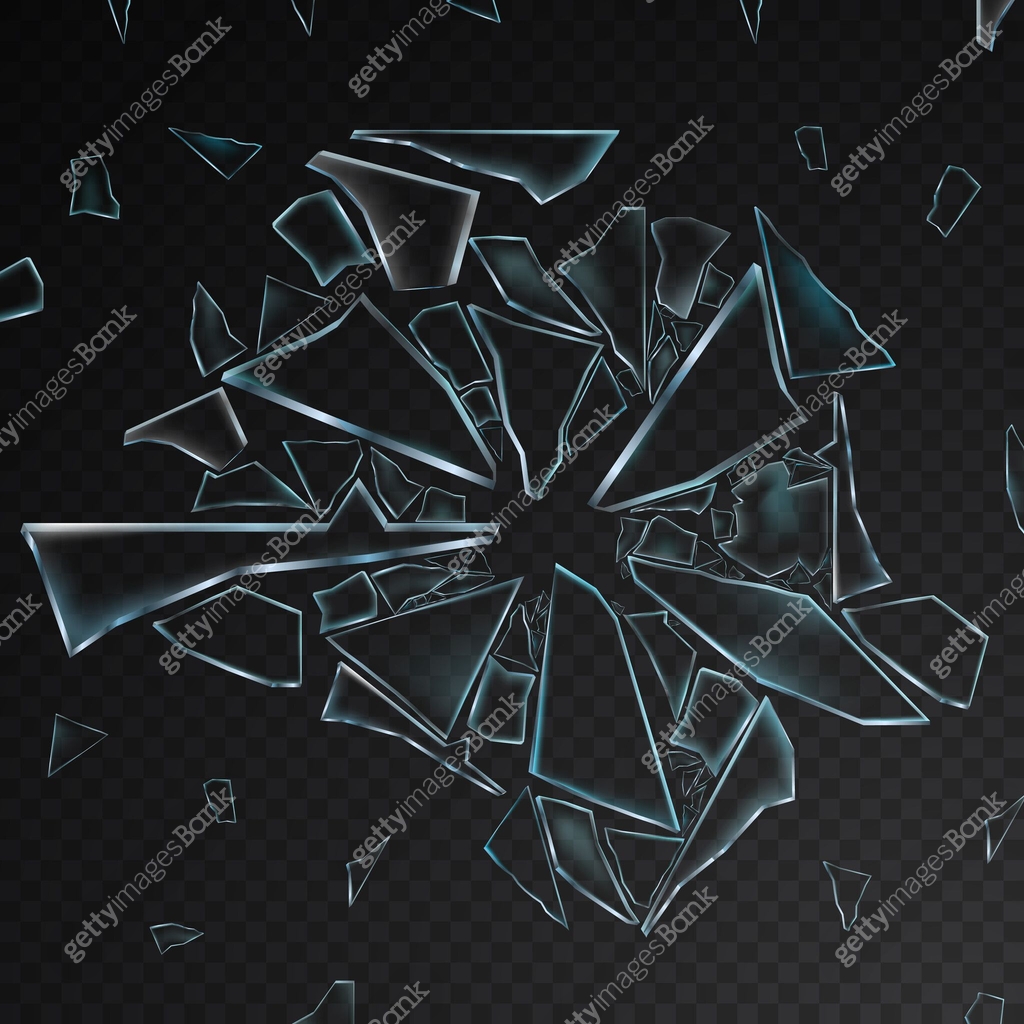 Shards of broken glass, realistic pieces on transparent background ...