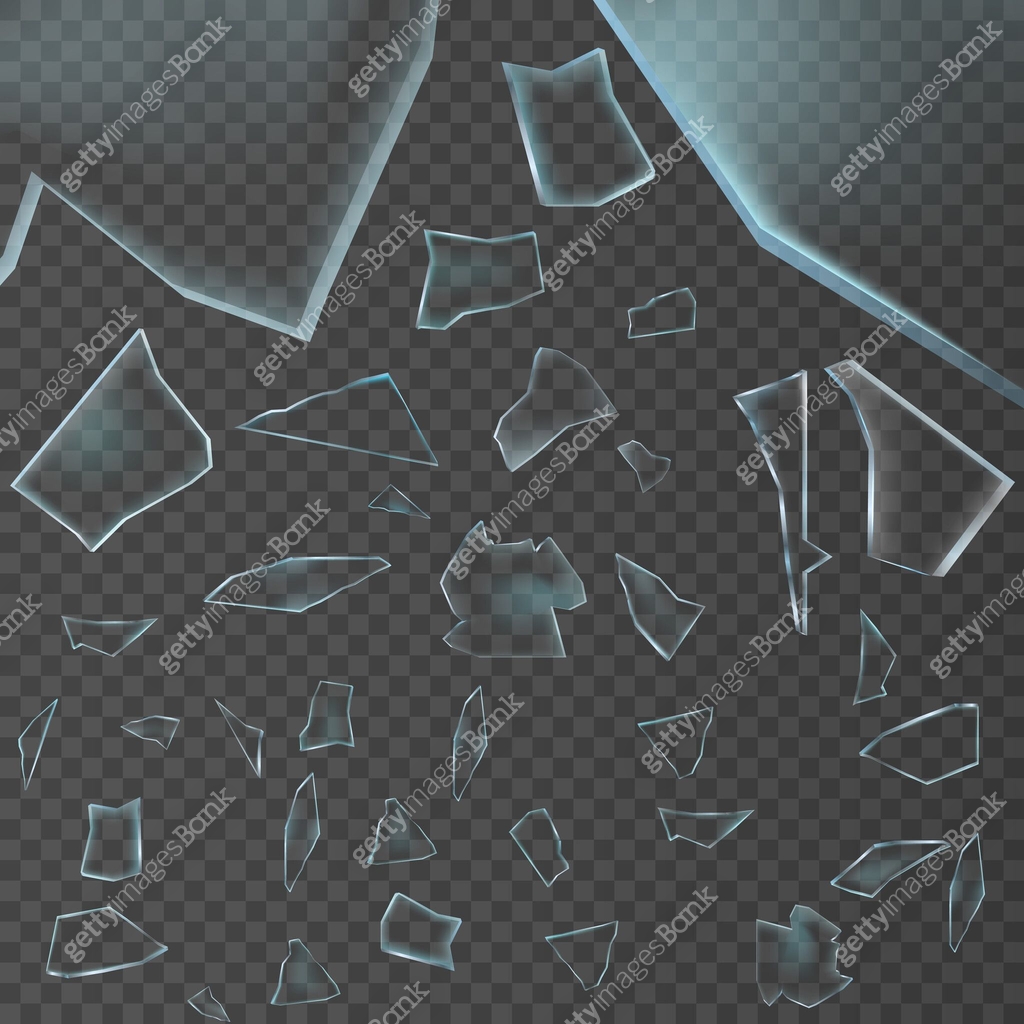 Shards of broken glass, realistic pieces on transparent background ...