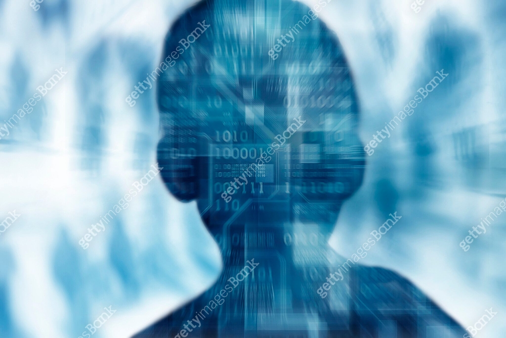 Portrait Using Code Double exposure portrait of head with binary code 이미지 (2157945444) - 게티 ...