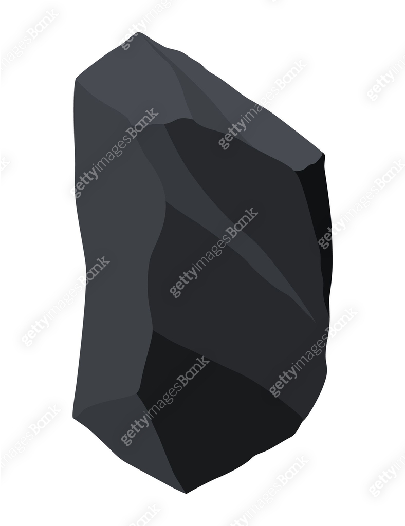 Coal black mineral resources. Pieces of fossil stone. Polygonal shape ...