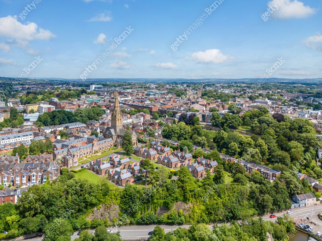 Aerial view over residential area of Exeter 이미지 (2162375020) - 게티이미지뱅크