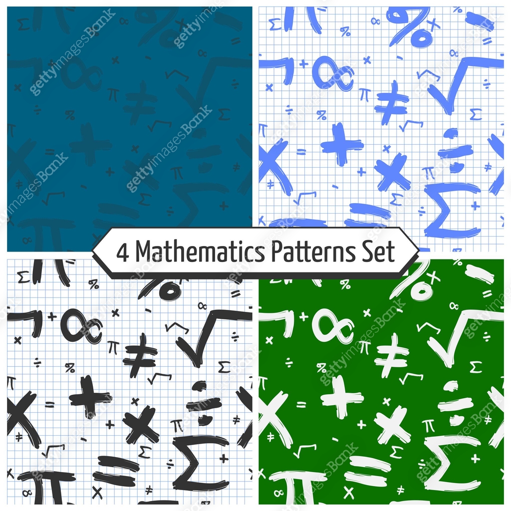 Mathematics Patters Set - 4 Math Patterns of Various Symbols. Seamless ...