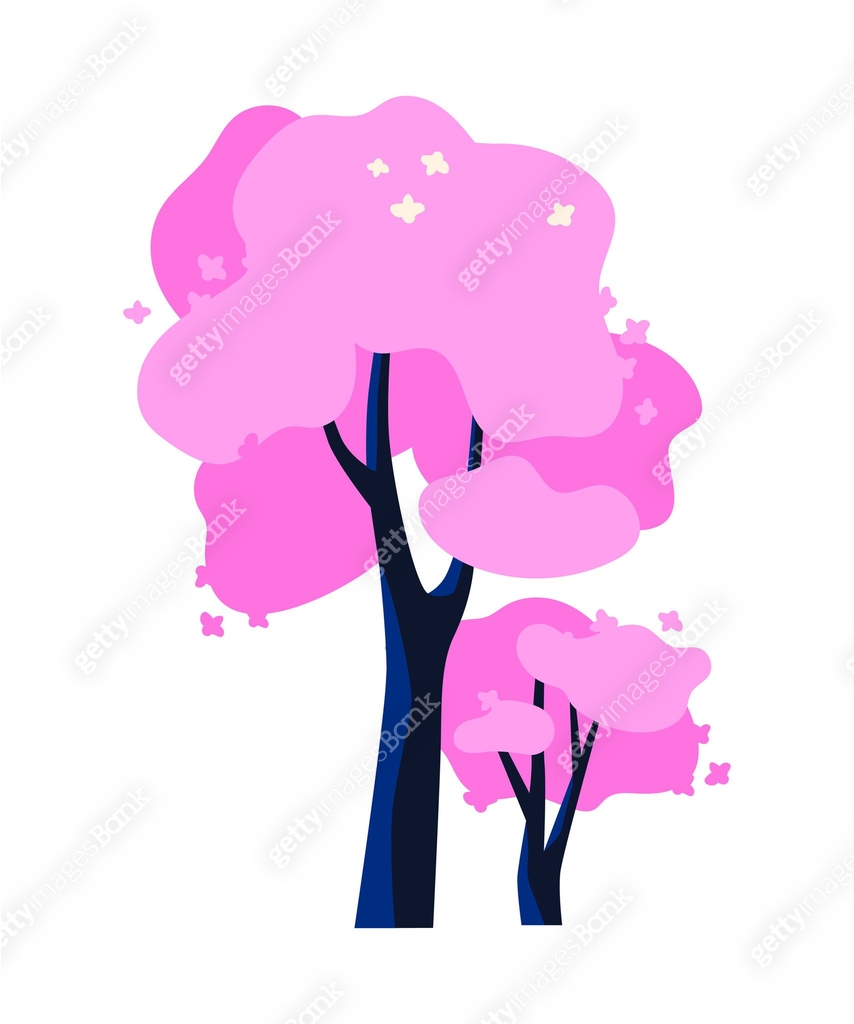 Spring trees - modern flat design style single isolated image 이미지 ...