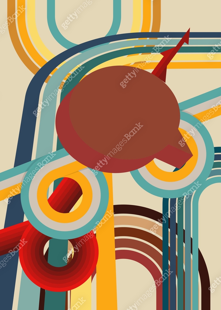 Retro 70s Background with Speech Bubble. Groovy Announcement. 1970s art ...