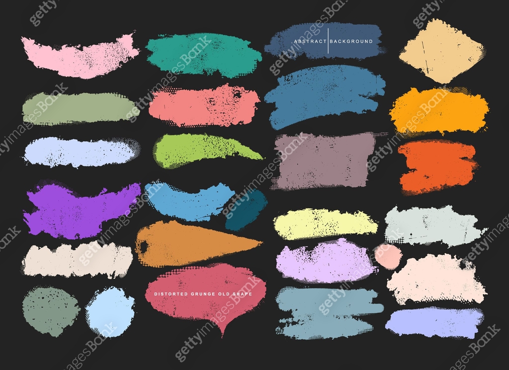 Big set of Glitch distorted noise destroyed pastel cut out shapes ...