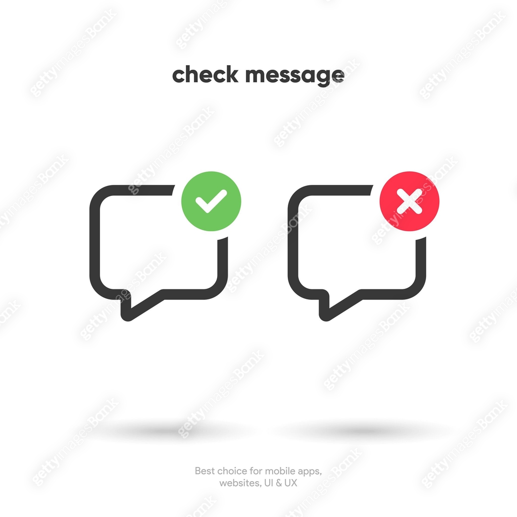 Checkmark, confirm message approve, appreciate, like symbol. Decline ...