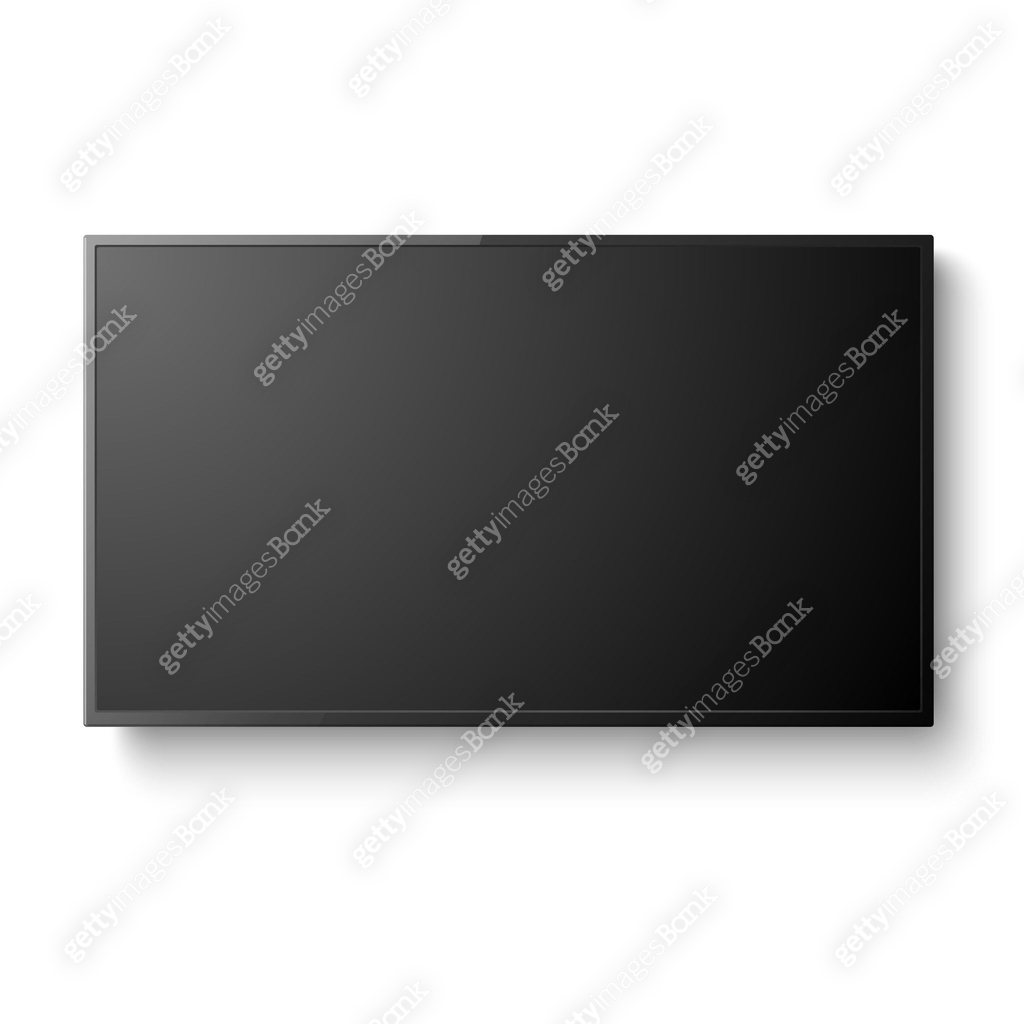A slim, modern rectangular monitor with a black frame and shadow ...