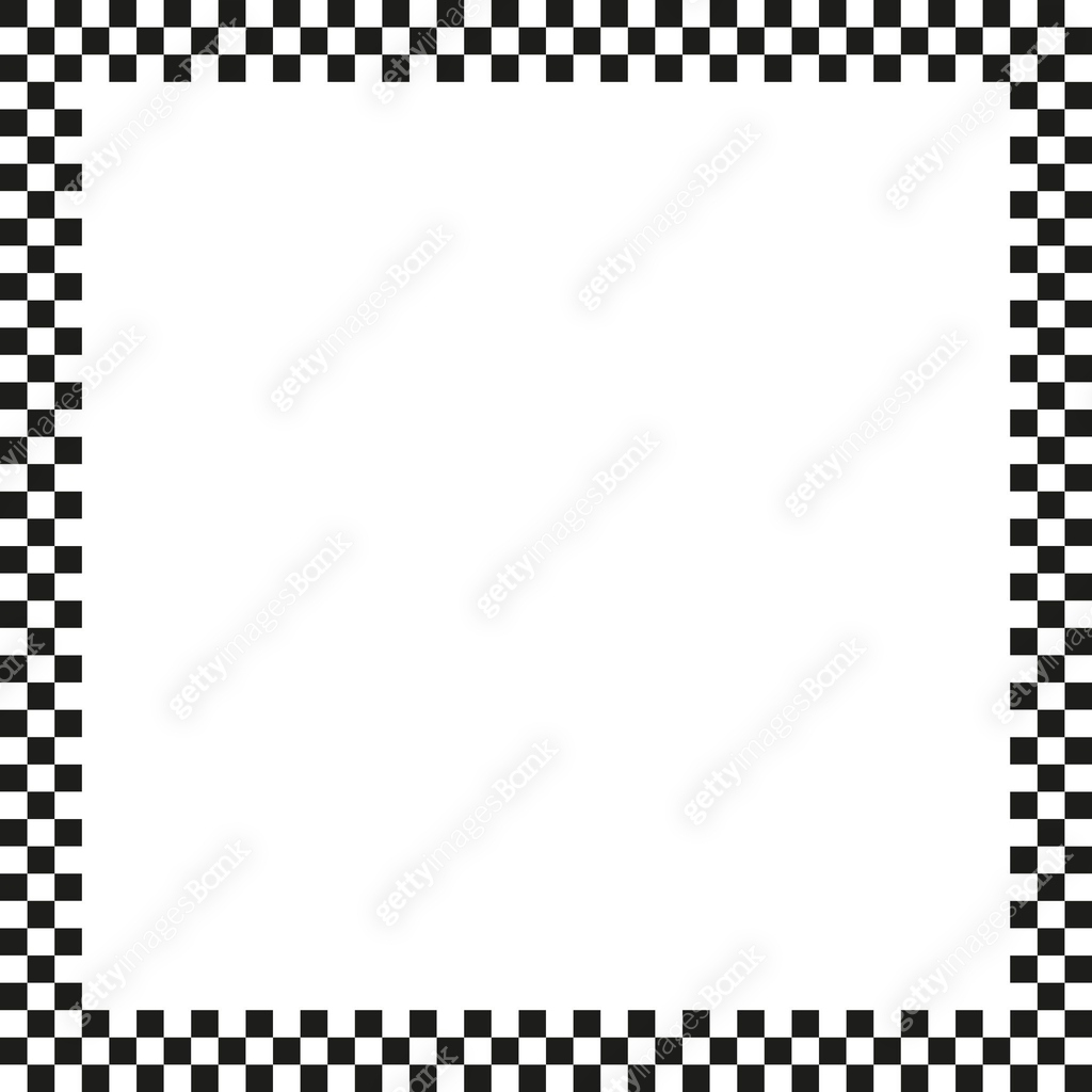 Checkerboard border frame. Black and white. Simple square pattern ...