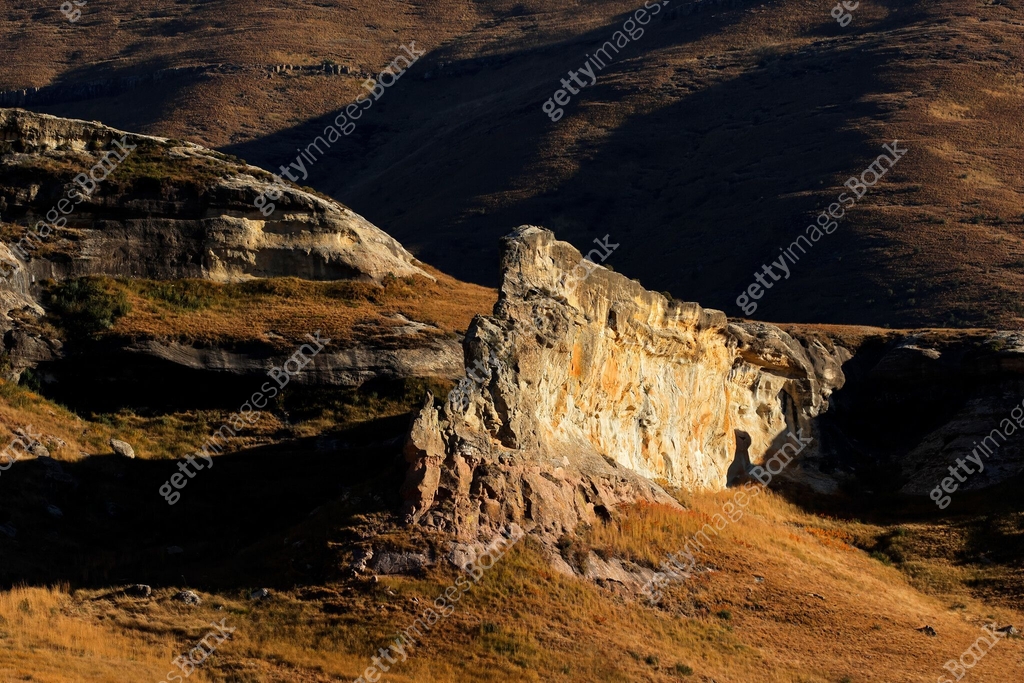 African Sandstone Rocks Sandstone rock in early morning light, Golden Gate National Park, South ...