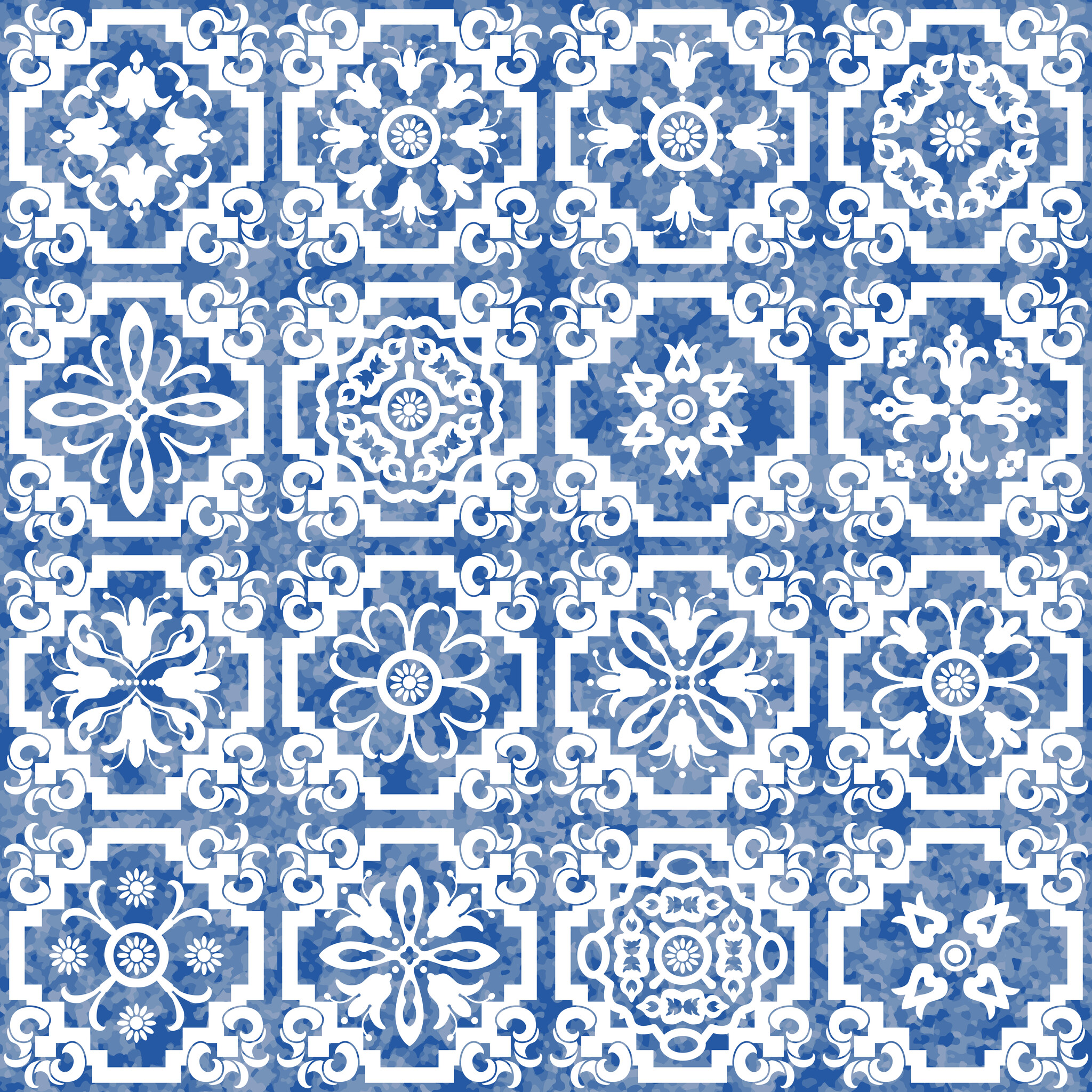 World Bank Tile Pattern Patchwork seamless pattern of tiles with blue watercolor geometrical ...