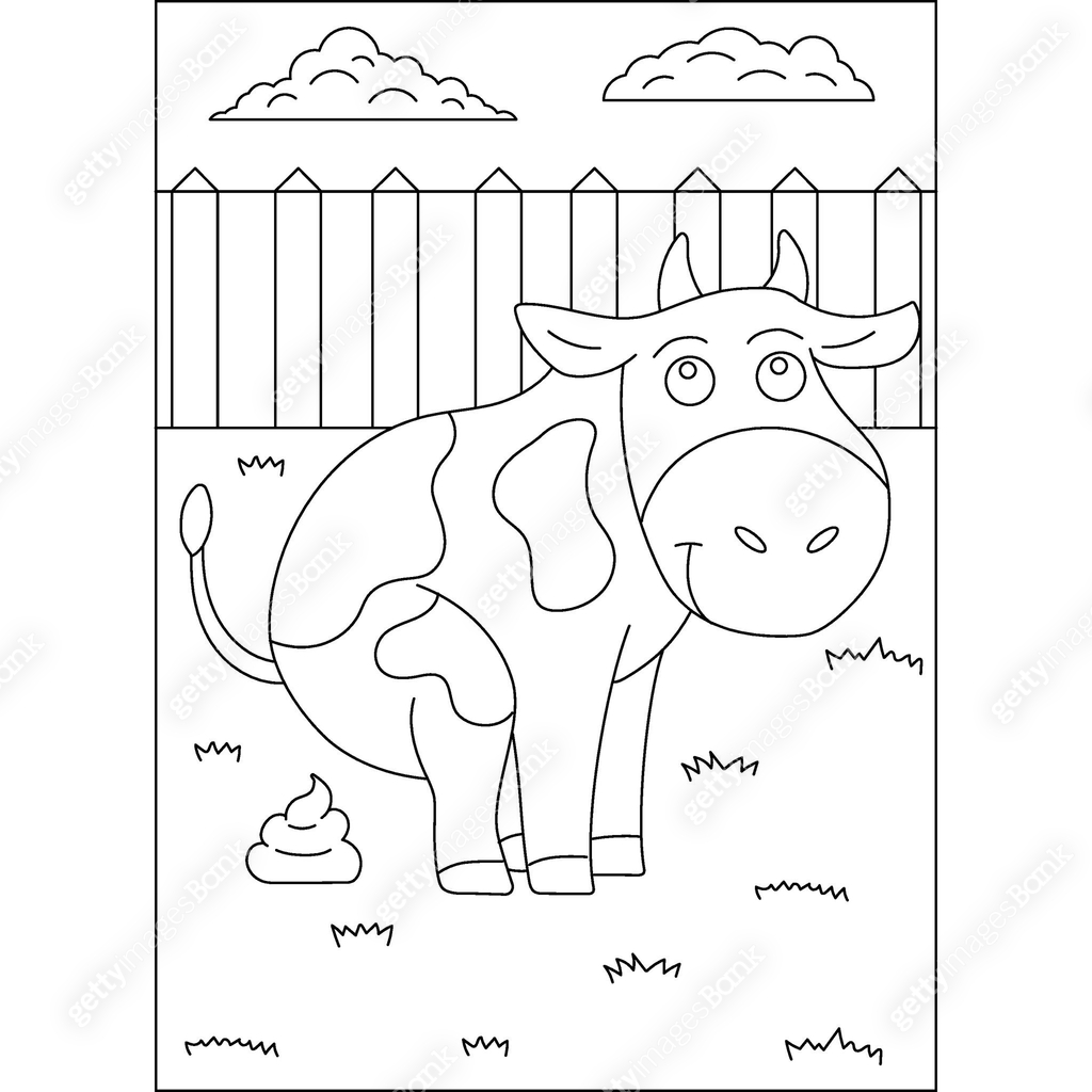 cow funny pooping animal coloring book page 이미지 (2165049674) 일러스트, 무료 ...