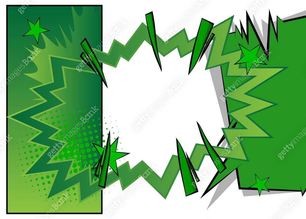 Green cartoon background, comic book abstract backdrop. Retro vector ...