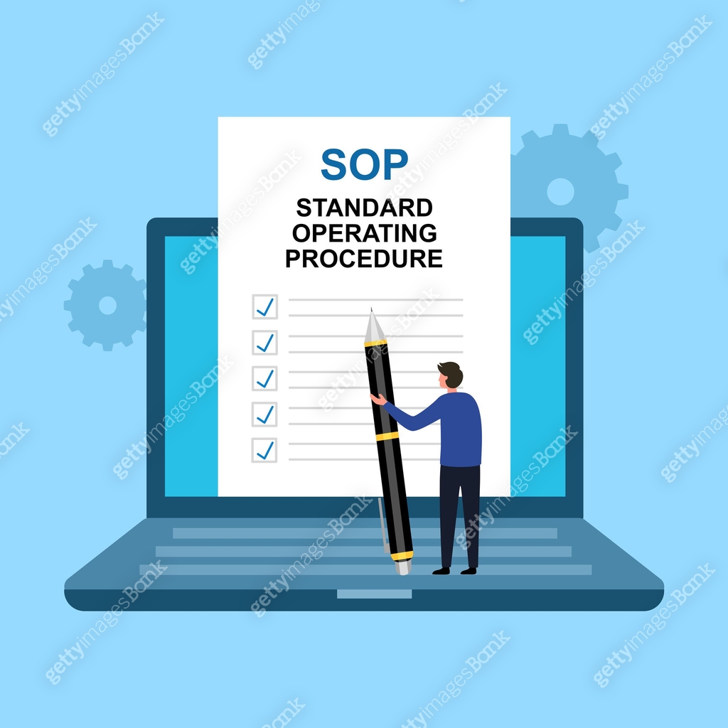 Sop, Standard Operating Procedure concept. Man writing step-by-step ...