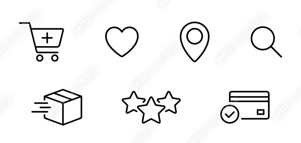 Online shopping steps icons. Steps order commerce symbol. Tracking ...