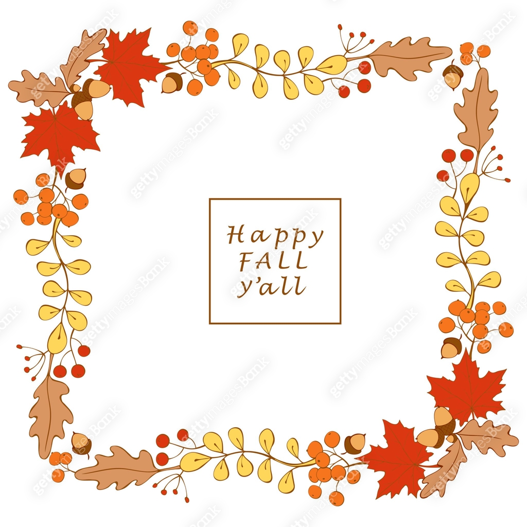 Square vector frame, border made of colorful autumn leaves, berries ...