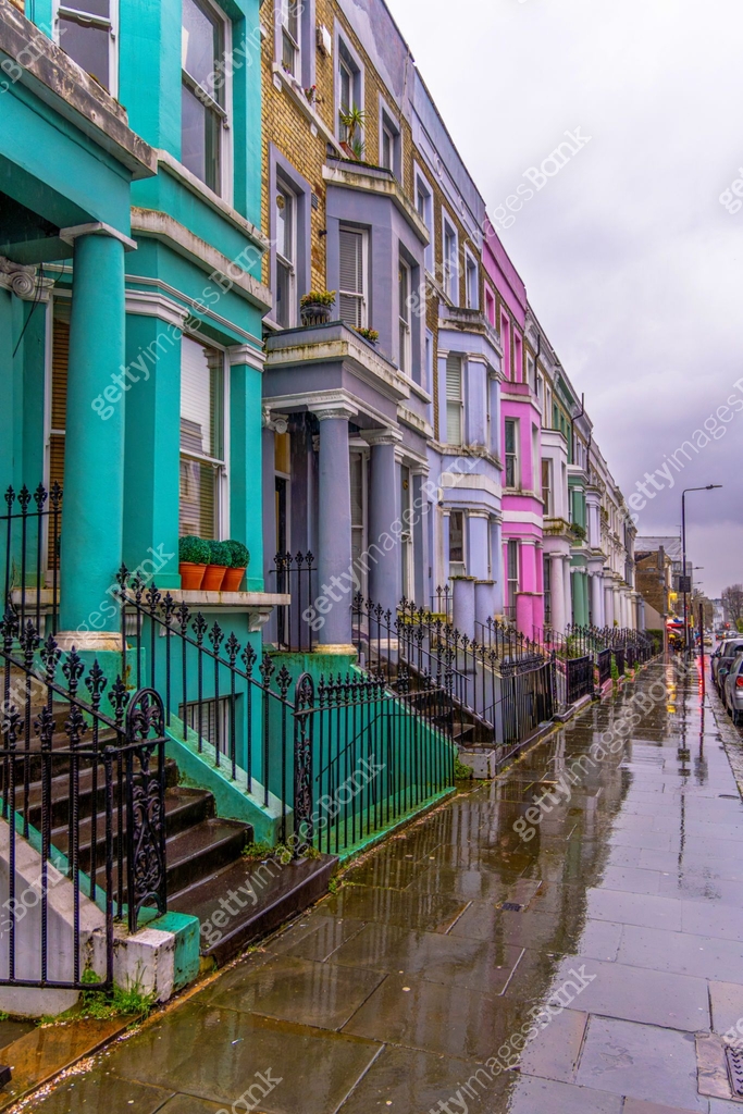 Colourful Facades With Exterior Stairs Of Victorian style Houses In The colourful-facades-with-exterior-stairs-of-victorian-style-houses-in-the