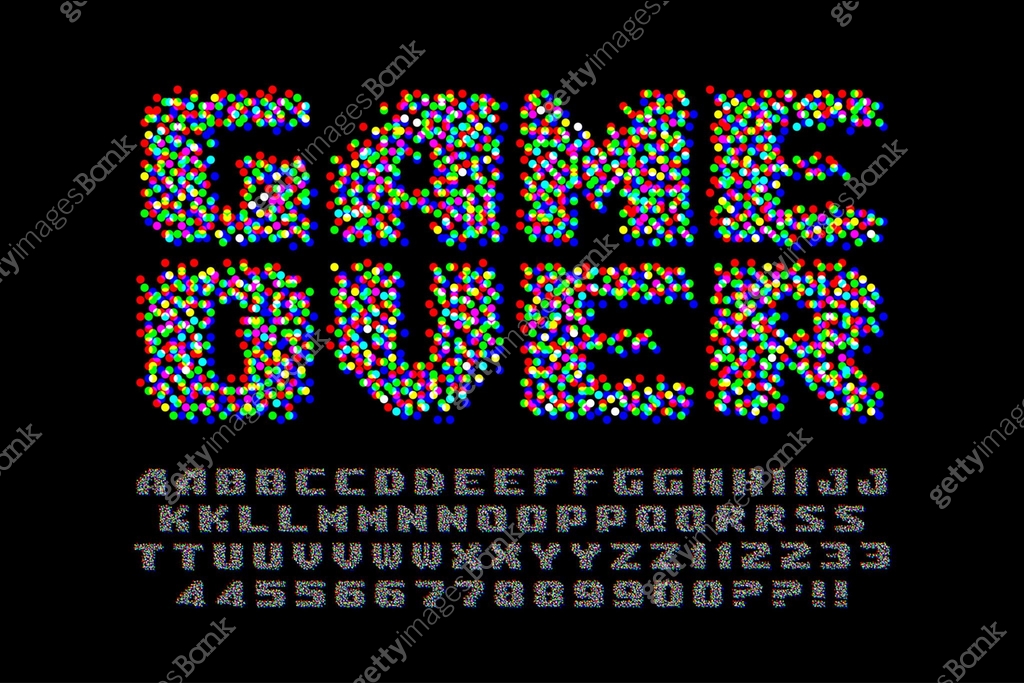 Dots Text 11Glitched colorful dots alphabet design, noisy text effect. 이미지 ...