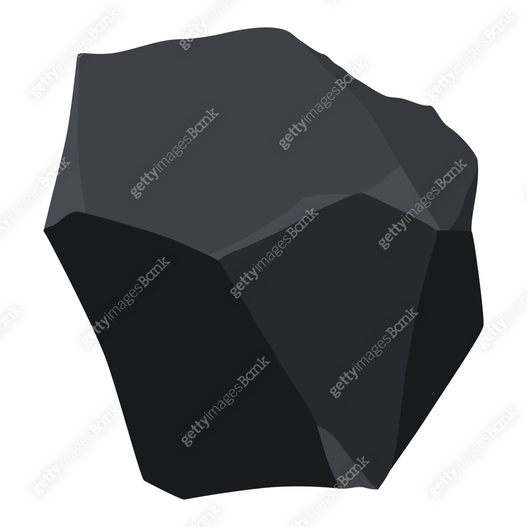 Coal black mineral resources. Pieces of fossil stone. Polygonal shape ...