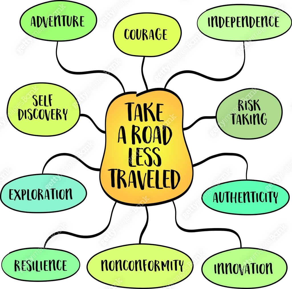 Take the road less traveled, a metaphorical expression that encourages ...