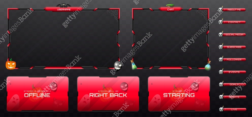 Overlay Gui Halloween Themed Stream Overlay Webcam Screen Frame and Stream Alert ...