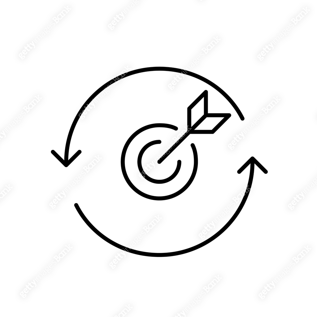 Arrow hitting target in refresh arrows. Sustainable growth, adaptive ...