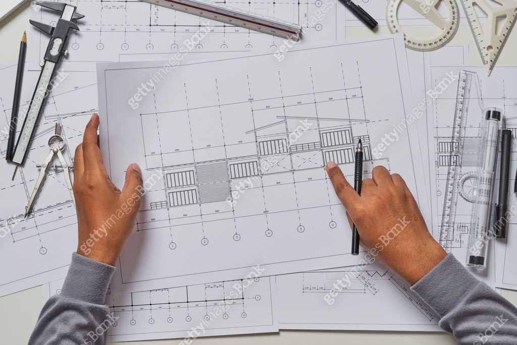 Architect engineer contractor design working drawing sketch plan ...