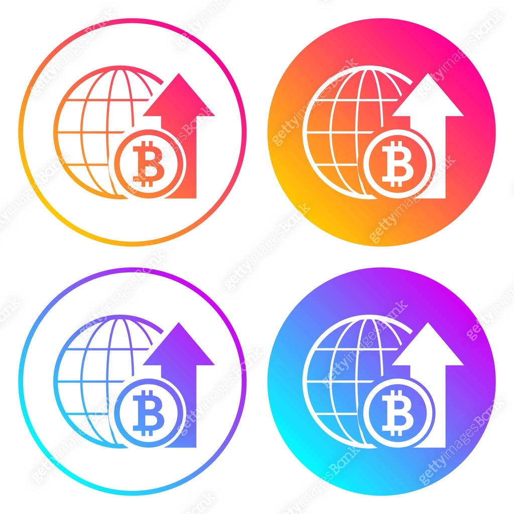 Bitcoin Gradient Bitcoin rate increase. Round icons with color gradients 이미지 (2179110189 ...