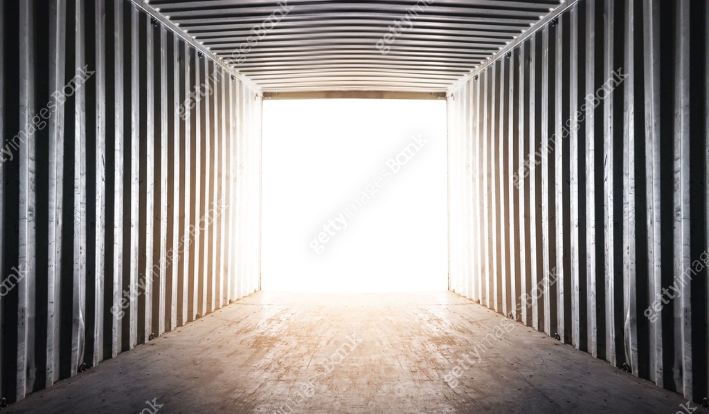 Empty Inside Blank Container Shipping. Square Room Space. Cargo ...